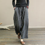 【Cotton And Linen】Casual Striped Wide Leg Trousers