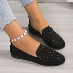 Rhinestone Embellished Flat Shoes