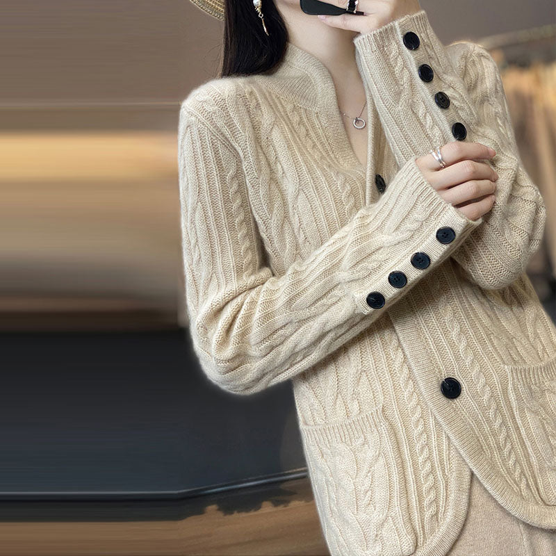 Casual Solid Colour Knitted Cardigan