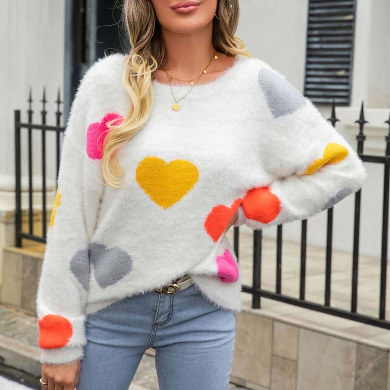 Heart Pattern Knit Sweater