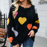 Heart Pattern Knit Sweater