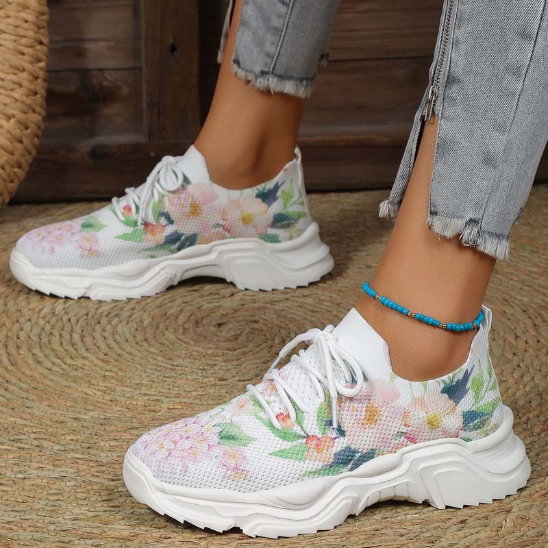 Floral Print Casual Sneakers