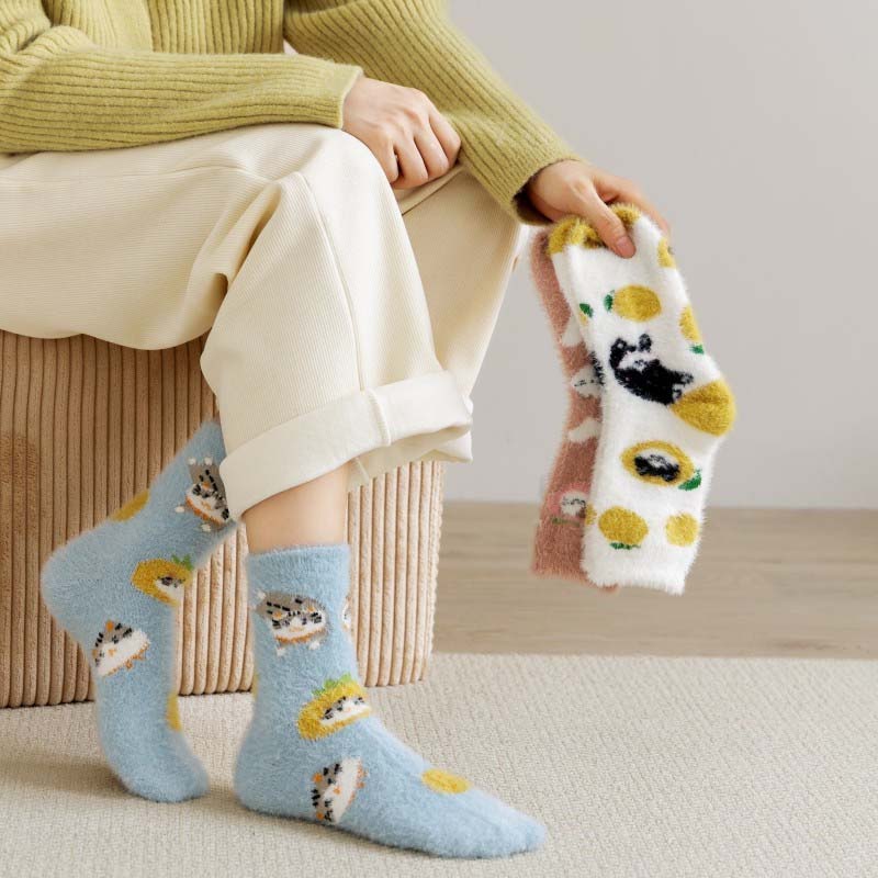 Cartoon Cat Plush Socks