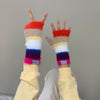 Colourful Striped Plush Gloves