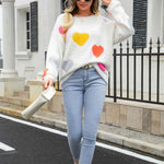 Heart Pattern Knit Sweater