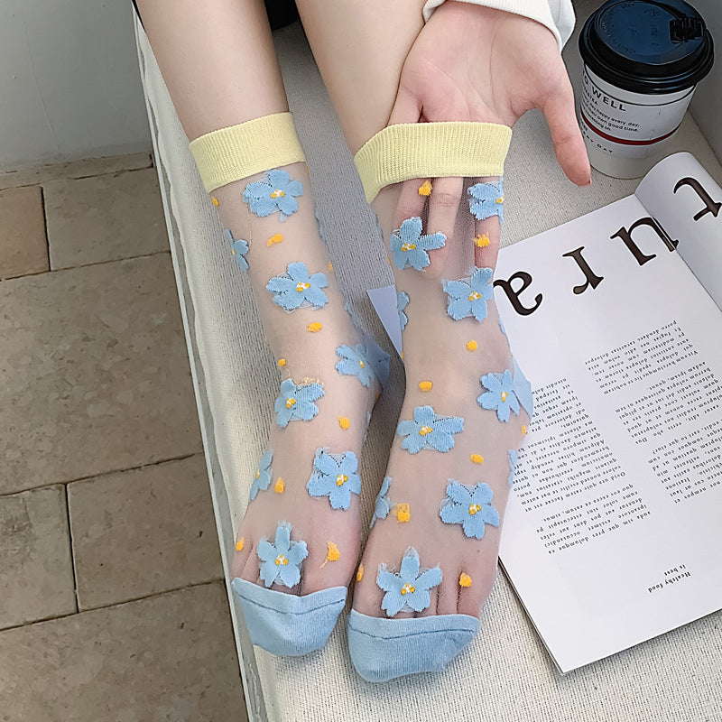 Floral Jacquard Breathable Socks