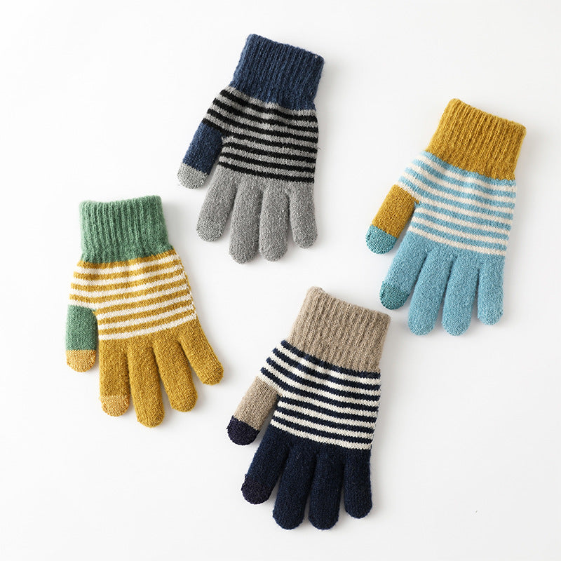 Casual Striped Warm Gloves