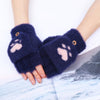 Warm Cat Paw Print Gloves