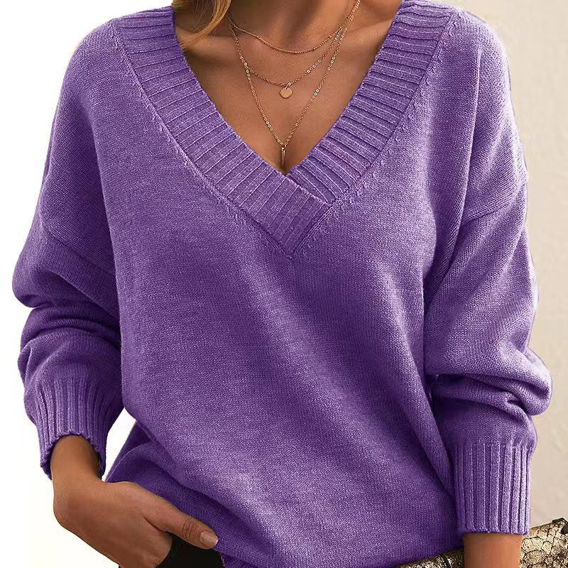 Casual Solid Colour Knit Sweater