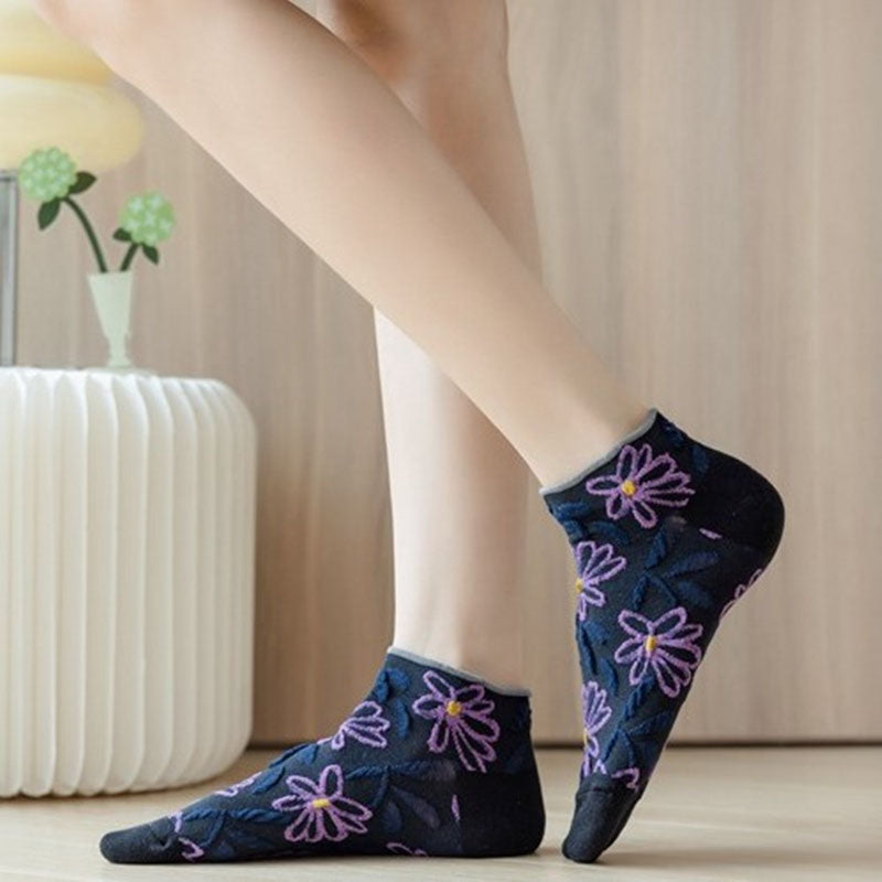 Pack Of 5 Pairs Of Floral Jacquard Socks
