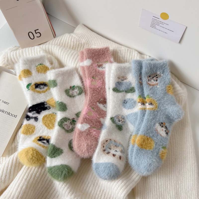 Cartoon Cat Plush Socks