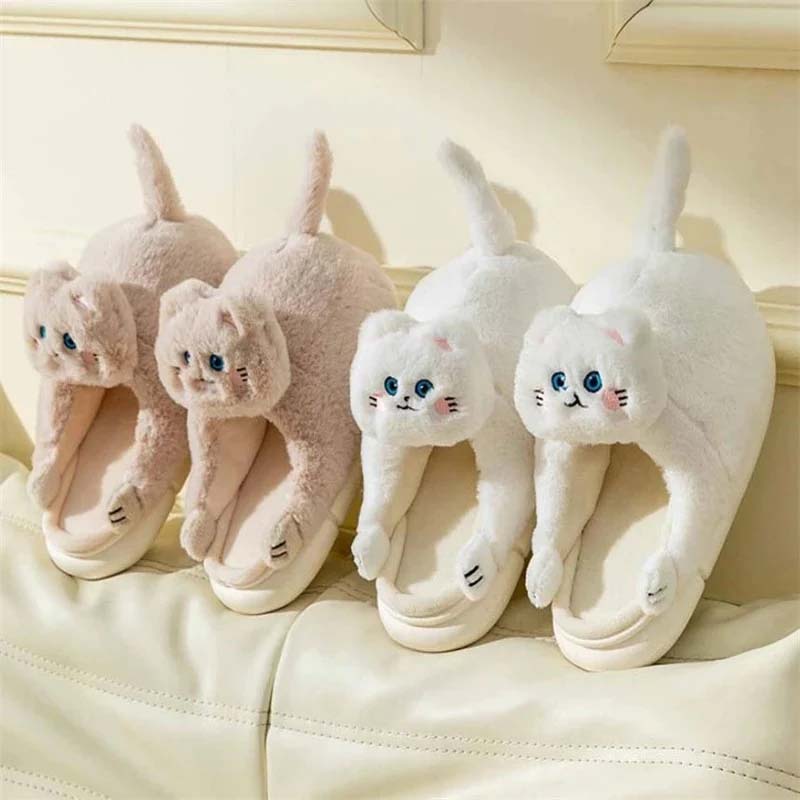 Cartoon Cat Plush Slippers