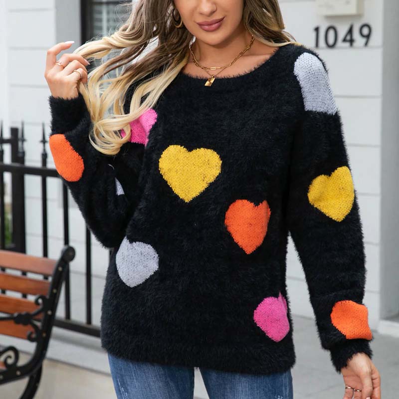 Heart Pattern Knit Sweater