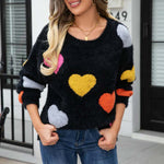 Heart Pattern Knit Sweater