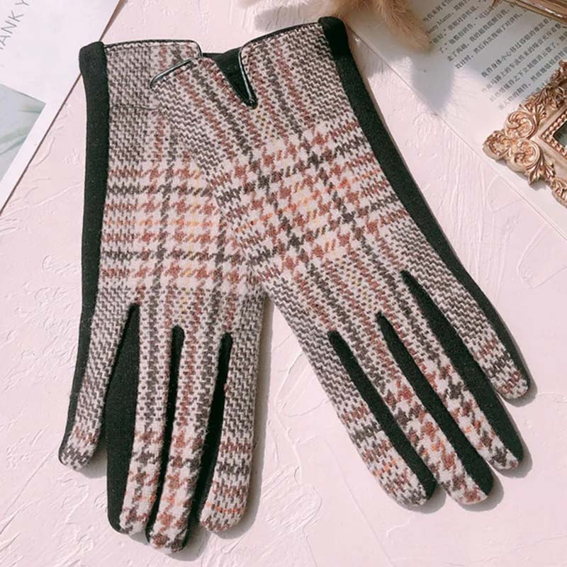 Vintage Plaid Warm Gloves