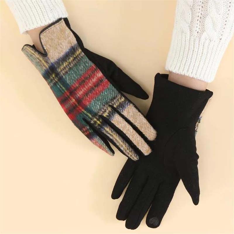 Vintage Plaid Warm Gloves