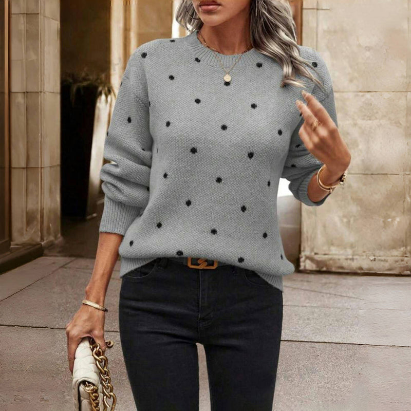 Casual Polka Dot Knit Sweater