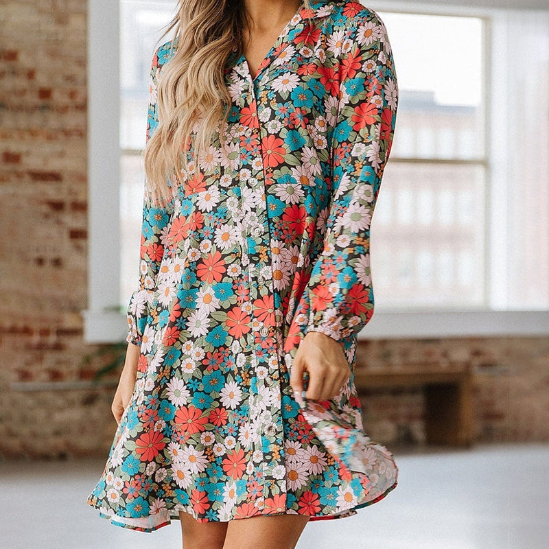 Floral Print Shirt Dress