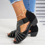 Rhinestone Embellished Open Toe Sandals