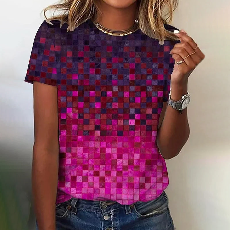 Colourful Gradient Plaid T-Shirt