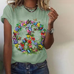Butterfly And Floral Print T-Shirt