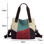 Vintage Contrast Colour Canvas Bag