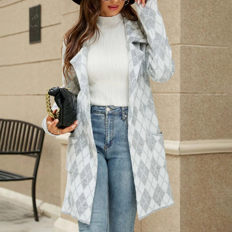 Casual Geometric Knit Coat