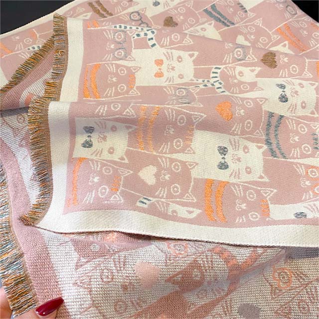 Warm Cat Print Scarf