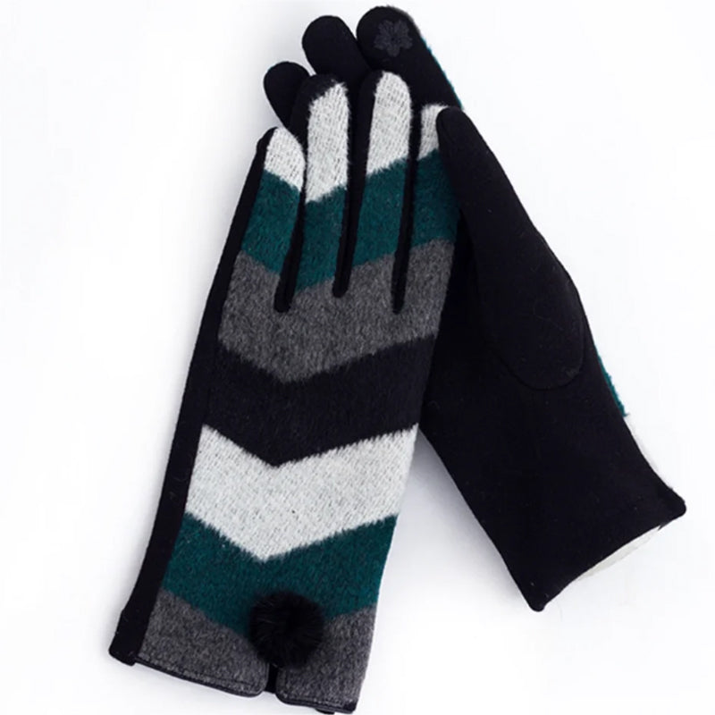 Vintage Striped Warm Gloves