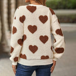 Heart-Print Plush Sweatshirt