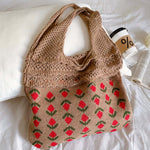 Casual Floral Knitted Bag