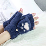 Warm Cat Paw Print Gloves