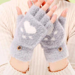 Warm Cat Paw Print Gloves