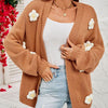 3D Flower Decorated Casual Cardigan