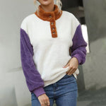 Casual Patchwork Plush Sweater