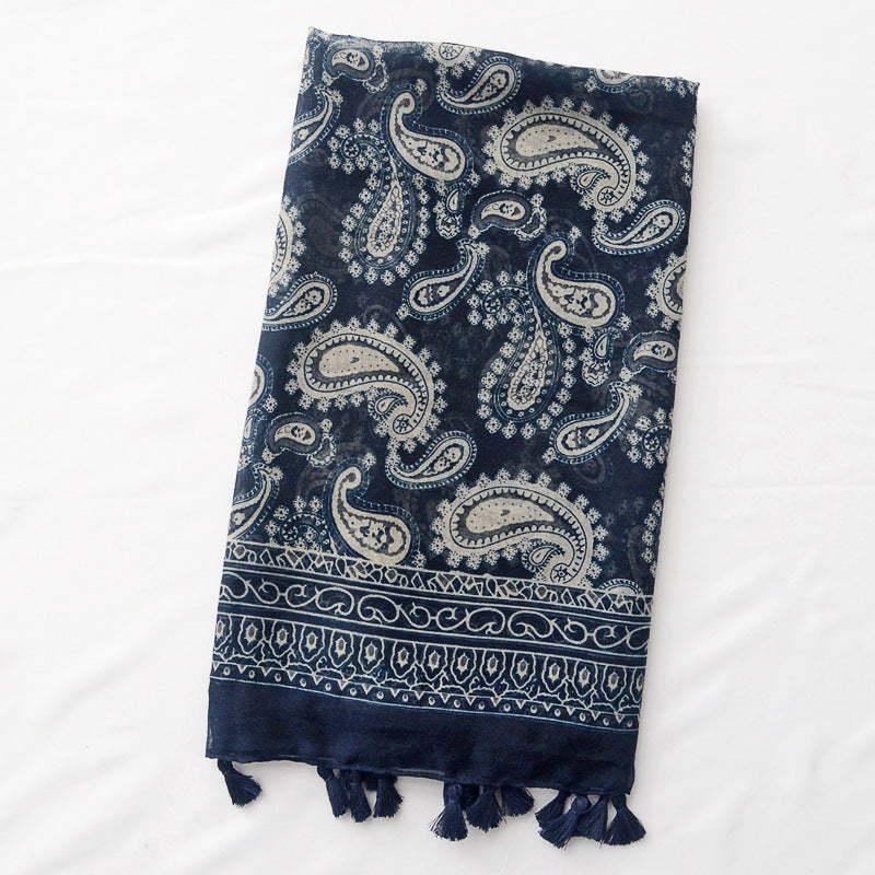 Vintage Fringed Printed Scarf