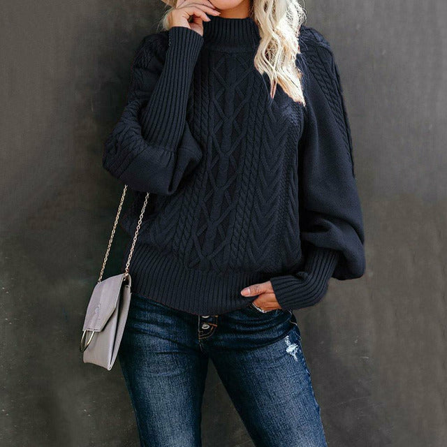 Elegant Solid Knitted Sweater