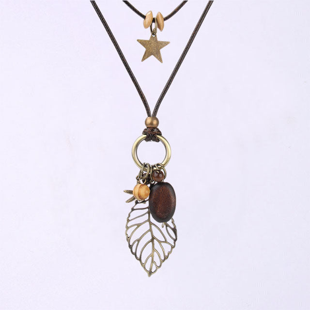 Vintage Leaf Pendant Necklace