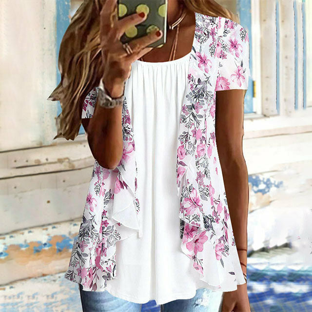 Double Layer Floral Print Blouse