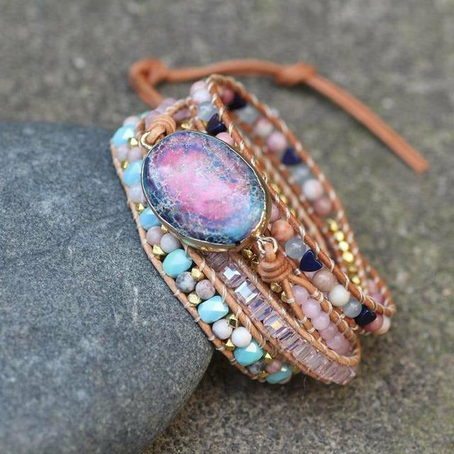 Handmade Boho Colorful Natural Stone Bracelet