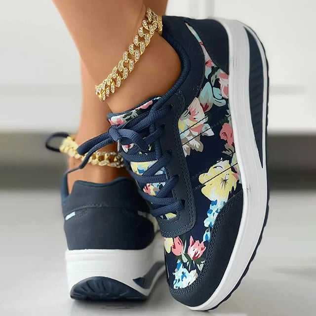 Floral Print Platform Sneakers