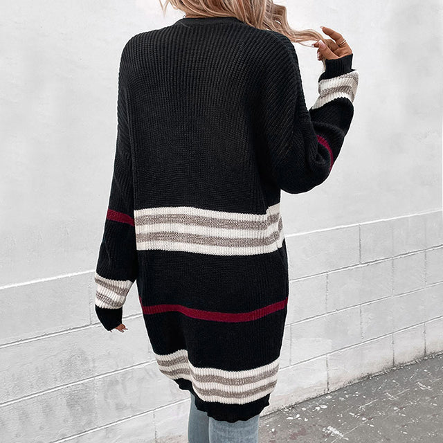 Casual Striped Knitted Cardigan