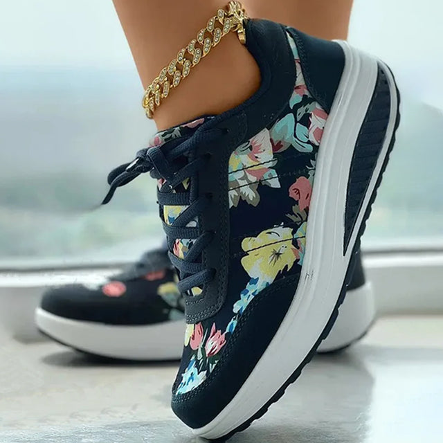 Floral Print Platform Sneakers