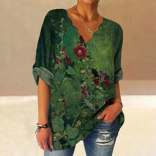 Casual Floral Print Blouse