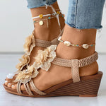 Floral Decoration Wedge Sandals