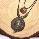 Vintage Ethnic Leaf Pendant Necklace