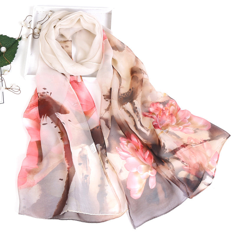 Floral Print Silk Scarf