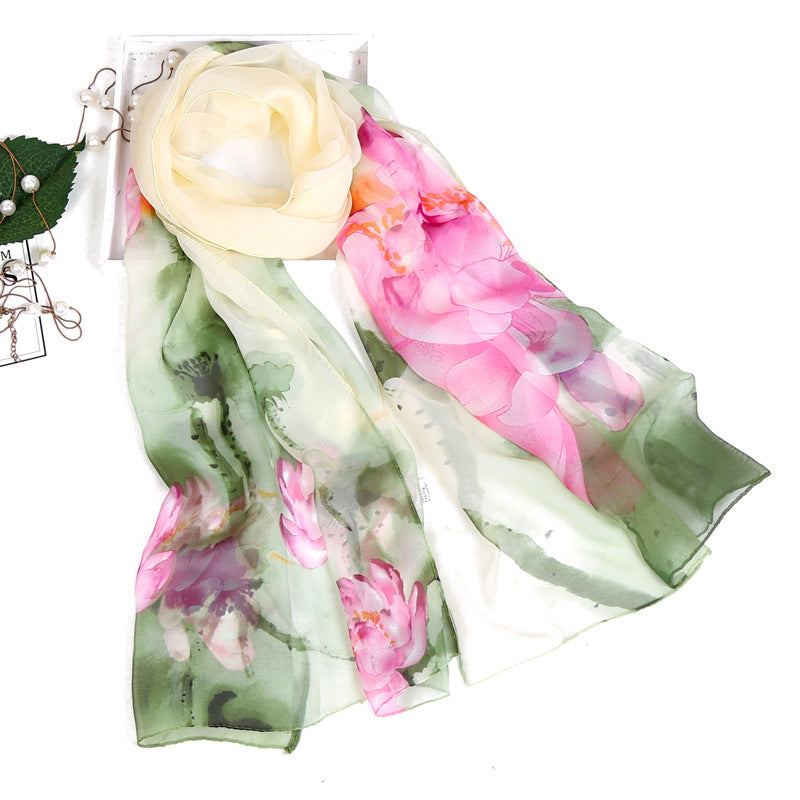 Floral Print Silk Scarf