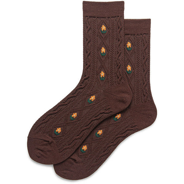 Vintage Floral Knitted Socks