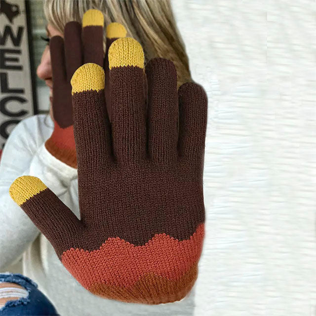 Contrast Color Warm Gloves